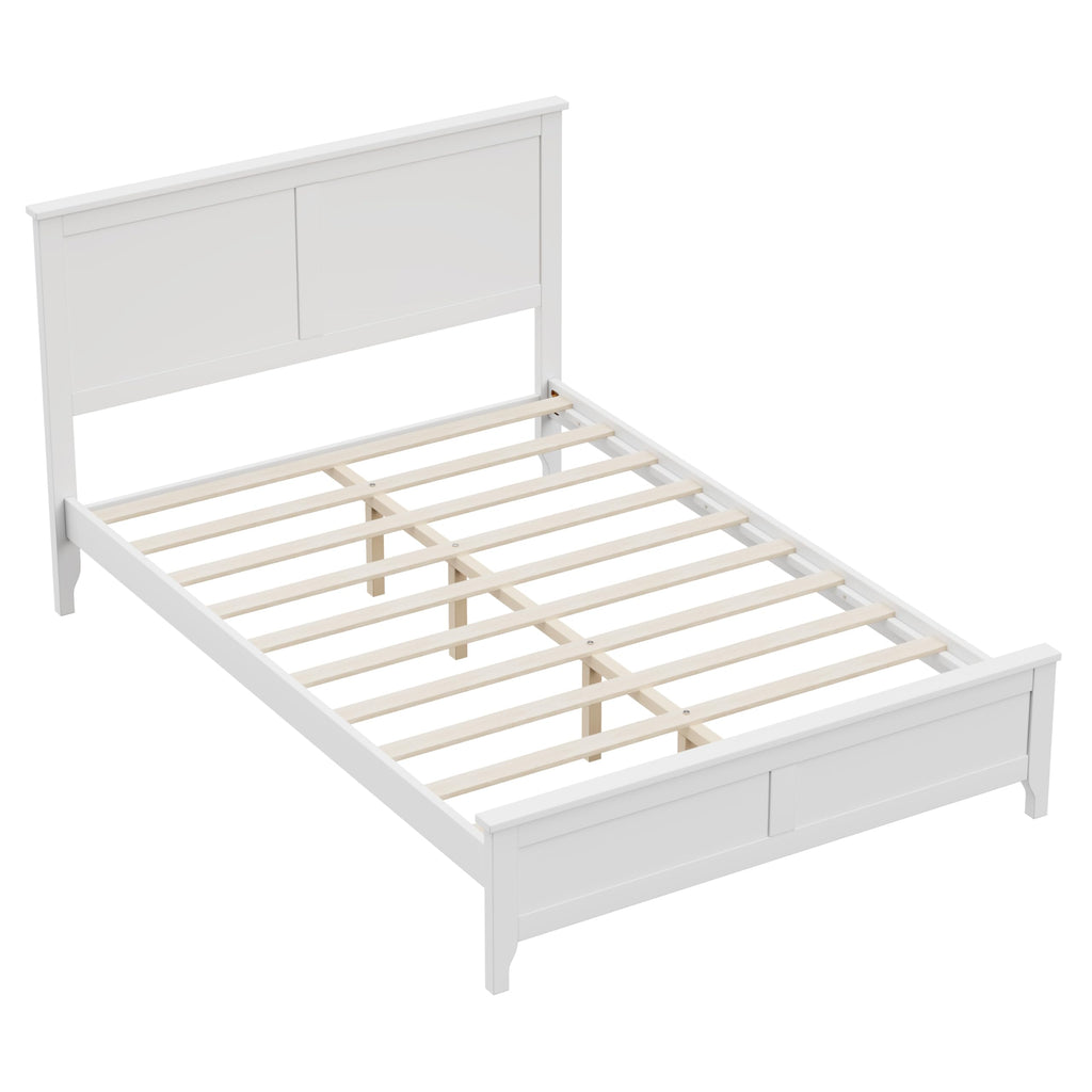 Full Size Platform Bed Frame, Modern Wooden Platform Bed Frame with Headboard and Wood Slat Support, No Box Spring