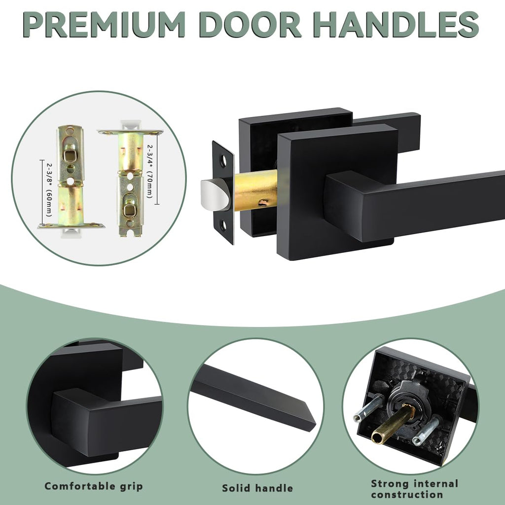 Black Passage Door Levers, 7 Pack Heavy-Duty Interior Handles