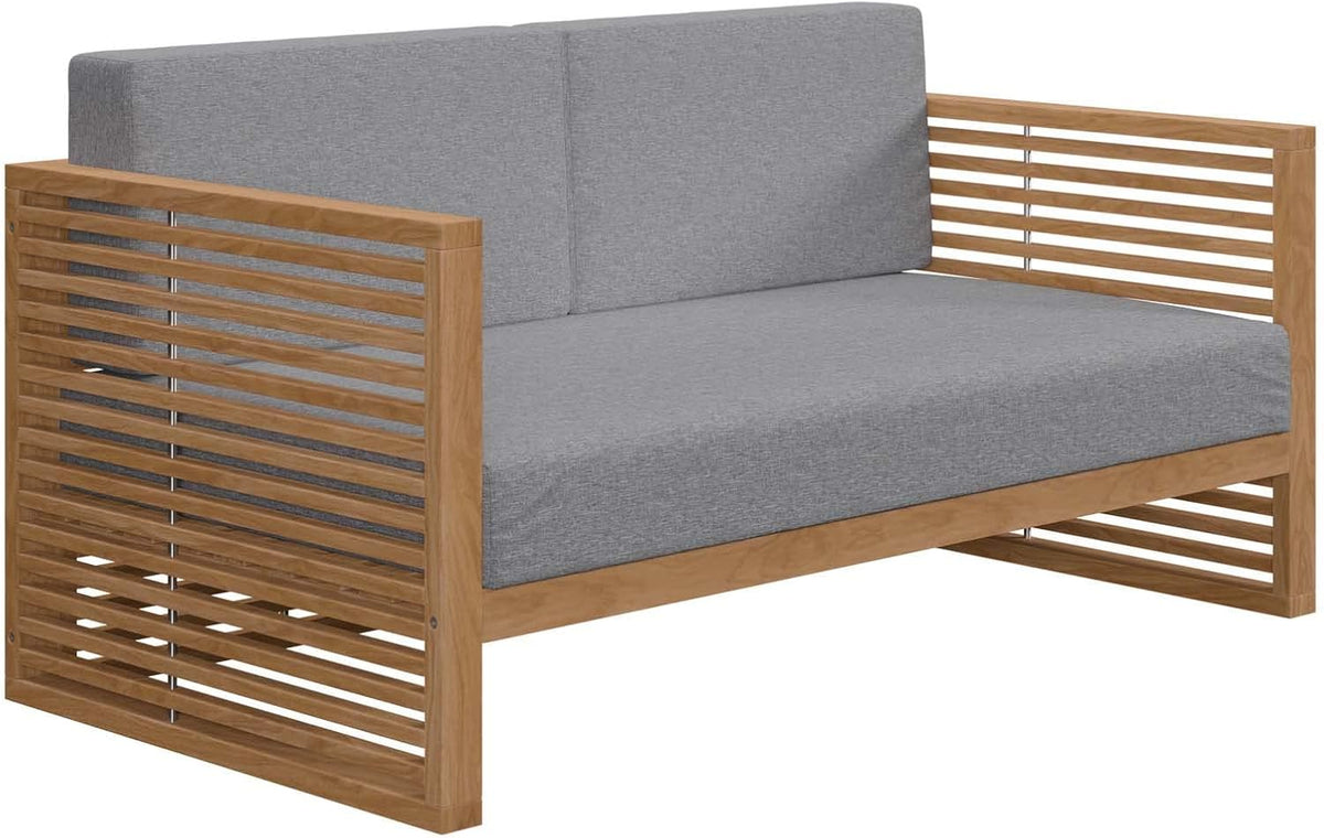 Carlsbad 3-Piece Teak Wood Outdoor Patio Set in Natural Gray