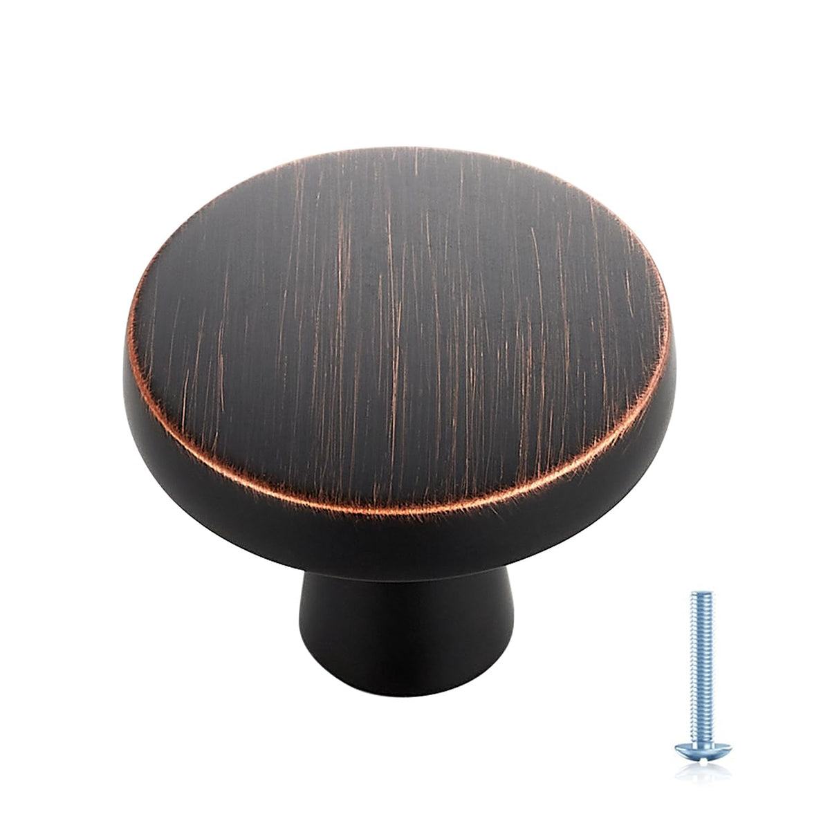 Oil-Rubbed Bronze Cabinet Knobs Solid Pulls Single Hole 20 Pack