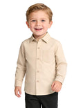 Toddler Boys Dress Shirts Long Sleeve Button Down School Uniform Shirt Khaki