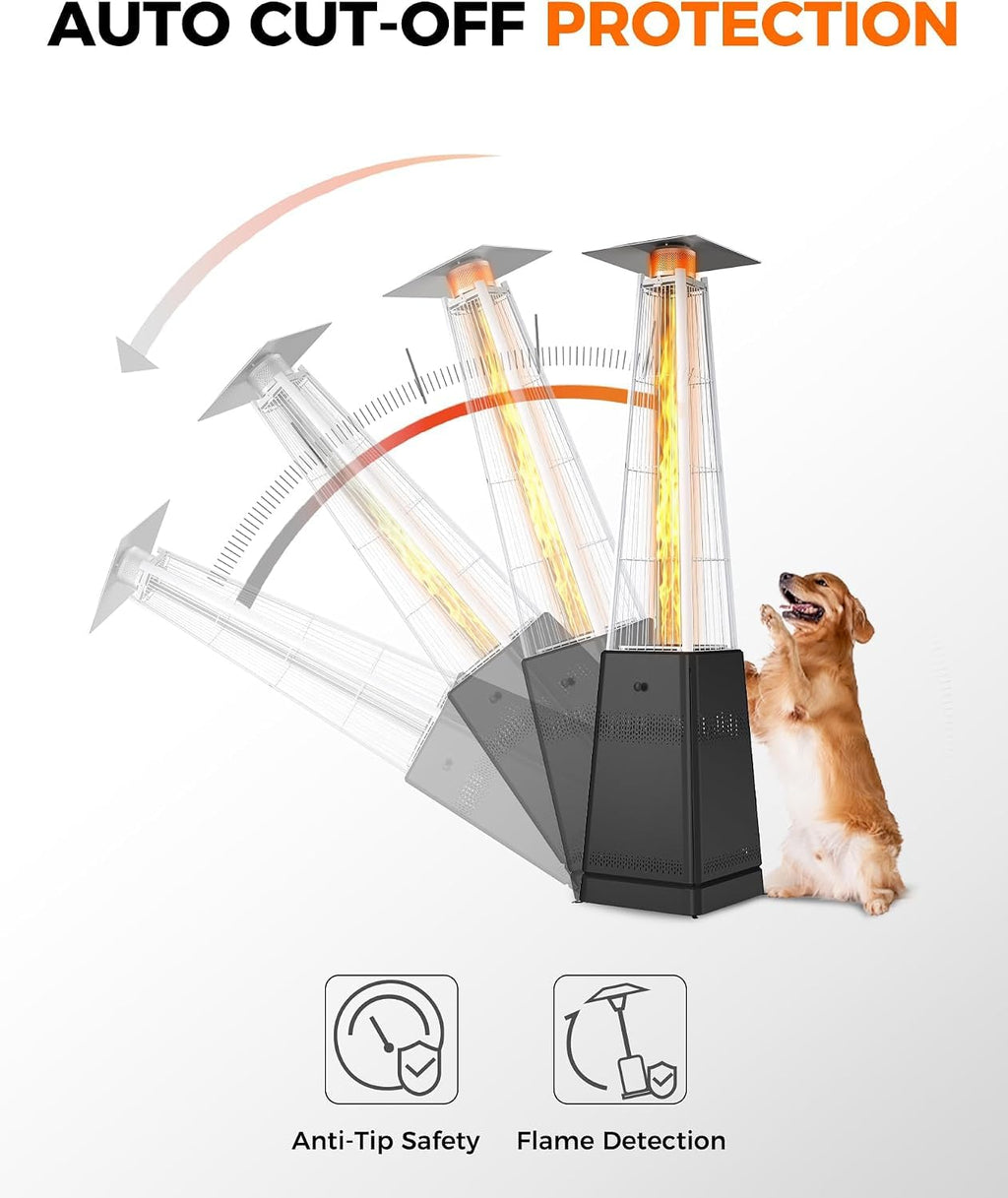 Pyramid Patio Heater, 55,000 BTU Outdoor Patio Heater, Propane Heater With Quartz Glass Tube & Wheels for Outdoor