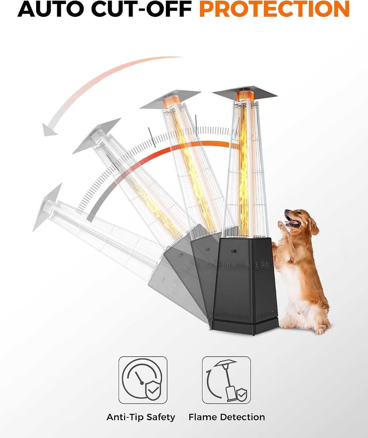 Pyramid Patio Heater, 55,000 BTU Outdoor Patio Heater, Propane Heater With Quartz Glass Tube & Wheels for Outdoor