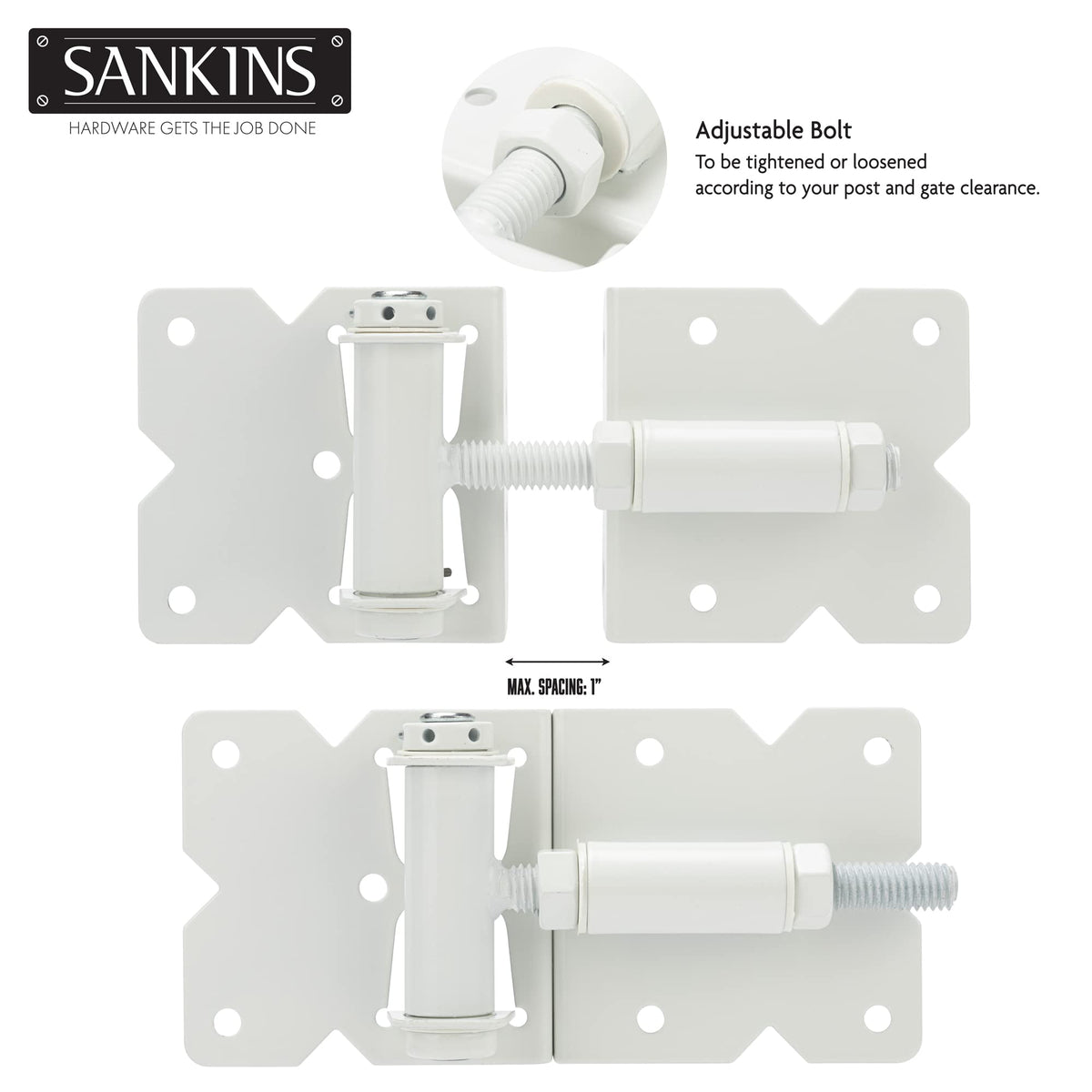 Self Closing Gate Hinges Heavy Duty, 90 Degree Adjustable, 4Pcs