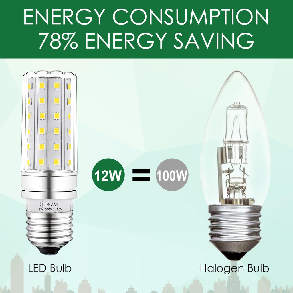 E26 LED Bulb 12W, 100W Equivalent, 1200 Lumen, 5000K Cool Daylight, Non-Dimmable Tubular Corn Light Bulb for Ceiling