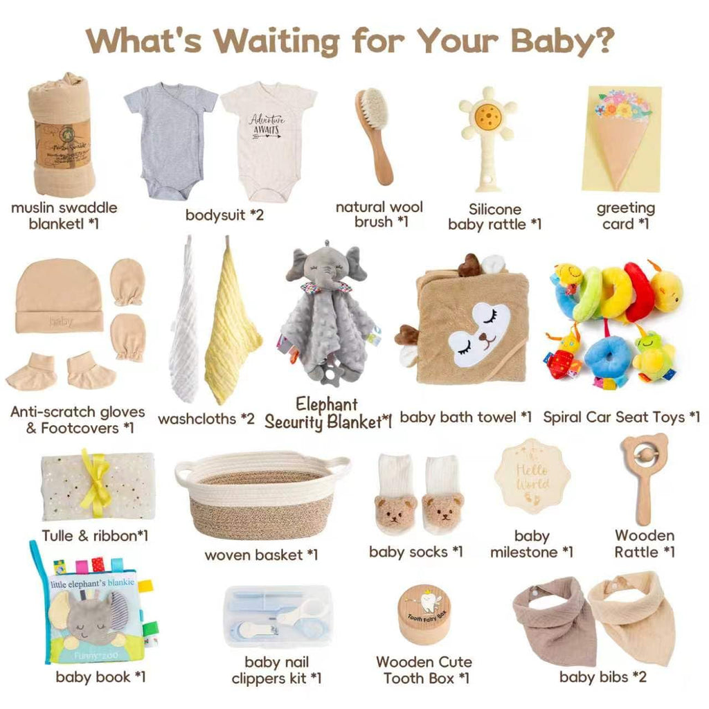 Piece Baby Gift Basket, Baby Shower Gift Set for Newborns, Khaki