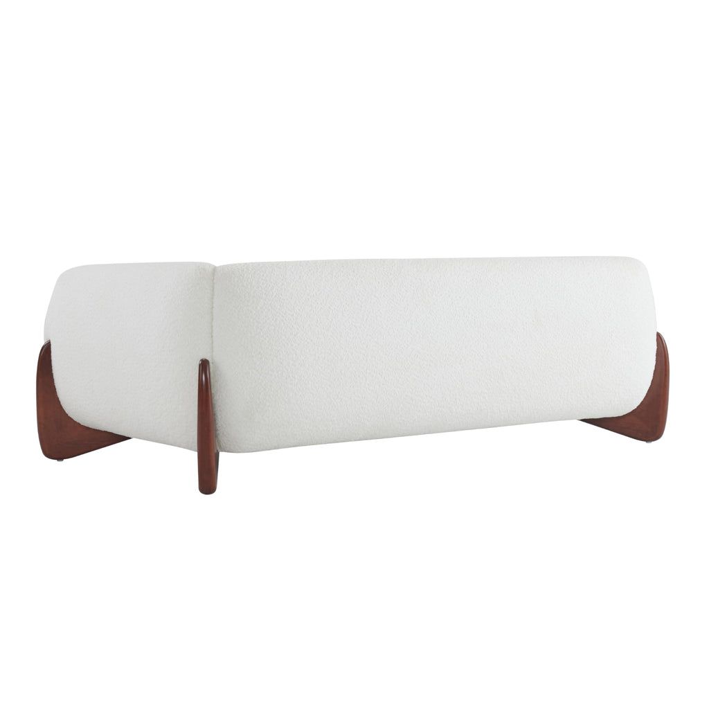 82 Inch Boucle Sherpa Sofa, Chenille Loveseat with Removable Cushions & Wood Legs, Modern Plush 3-Seater Couch, Beige