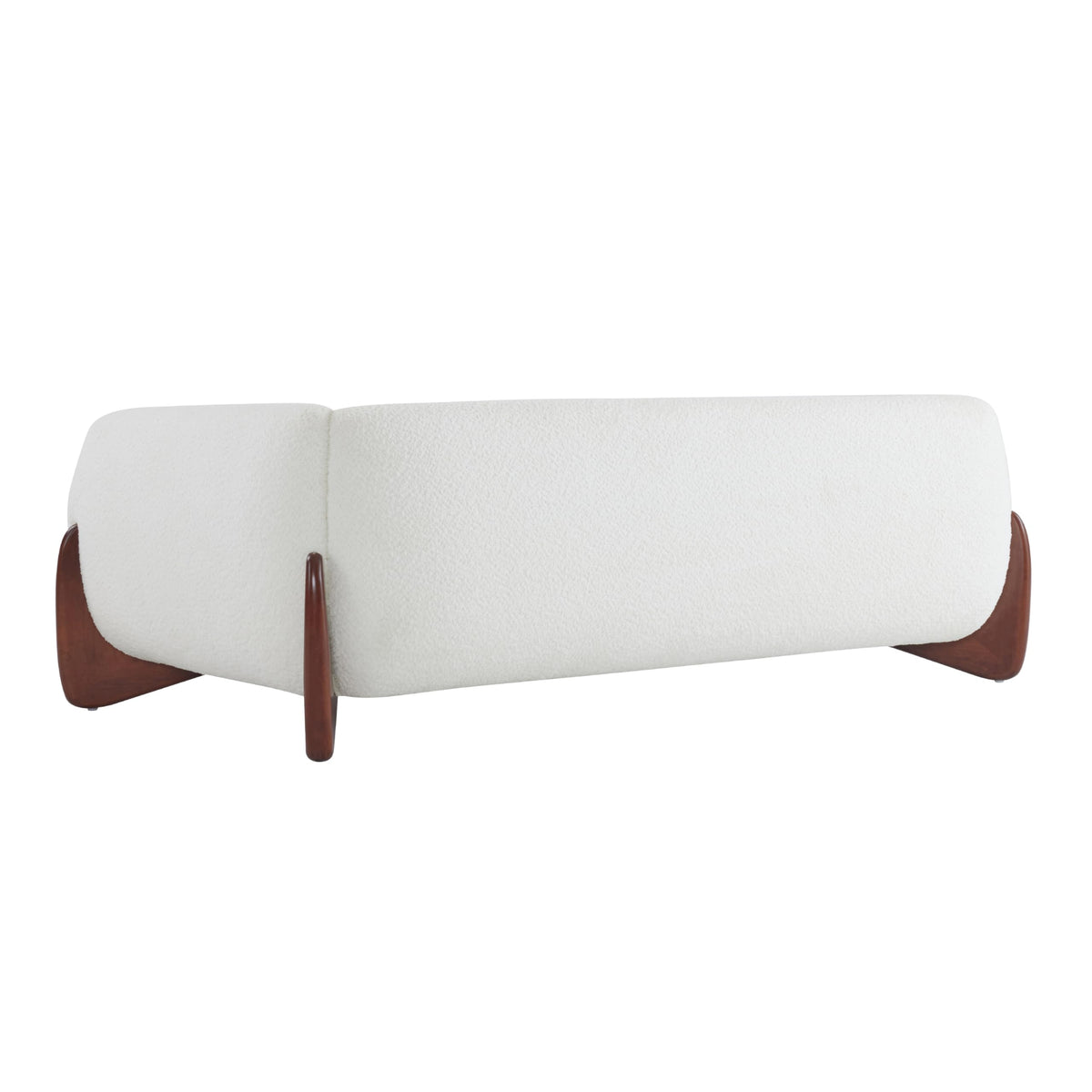 82 Inch Boucle Sherpa Sofa, Chenille Loveseat with Removable Cushions & Wood Legs, Modern Plush 3-Seater Couch, Beige