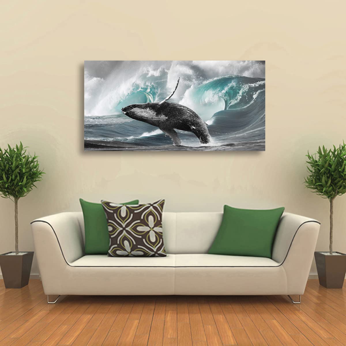 Surging Waves Whale Pictures Canvas Wall Art Bedroom Wall Decor, Surge Wall Art Print Paitnings Decor, Morden Artwork