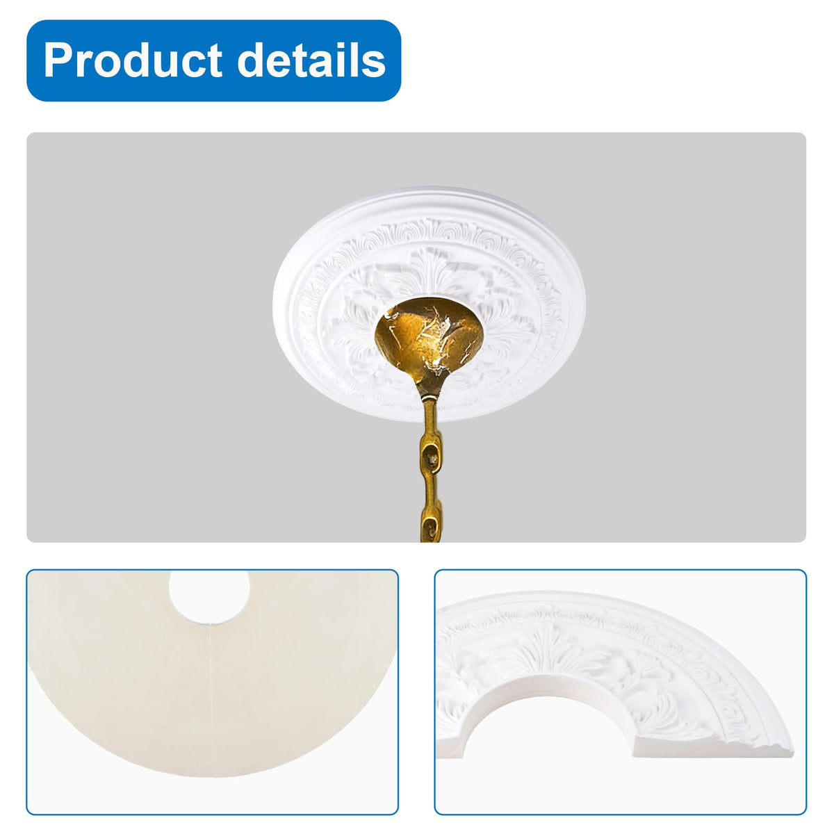 1Pack Split Lighting PU Ceiling Medallion Ceiling Cover Plate Ceilings Fan Medallion Home for Light Fixtures Ceilings