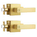 Gold Goor Handles Interior, Brass Privacy Lever Door Handle Keyless, Square Heavy Duty Reversible Interior Door