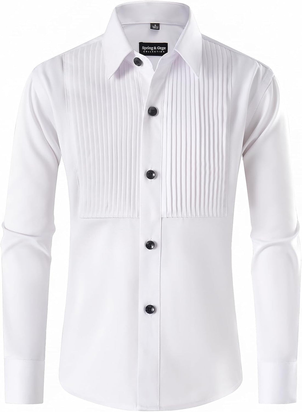 Boys Pleated Tuxedo Shirt Stretch Dress Shirt School Wedding