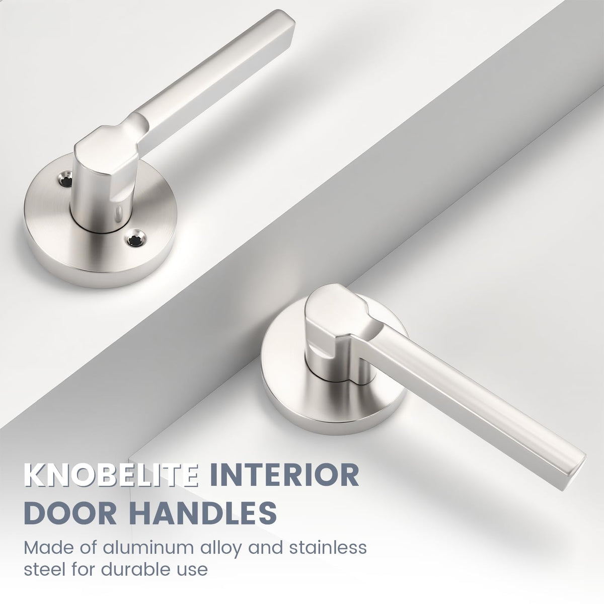 Satin Nickel Passage Door Handle,Brushed Nickel Round Interior Door Lever and Closet,Keyless Non-Locking Door