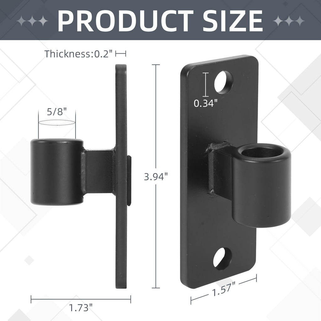 Gate Hinges, 4 Pack Steel Wall Mount Gate Hinge Fit 5/8'' Pin Fence Post Hinge, Heavy Duty Gate Hinges for Wooden or
