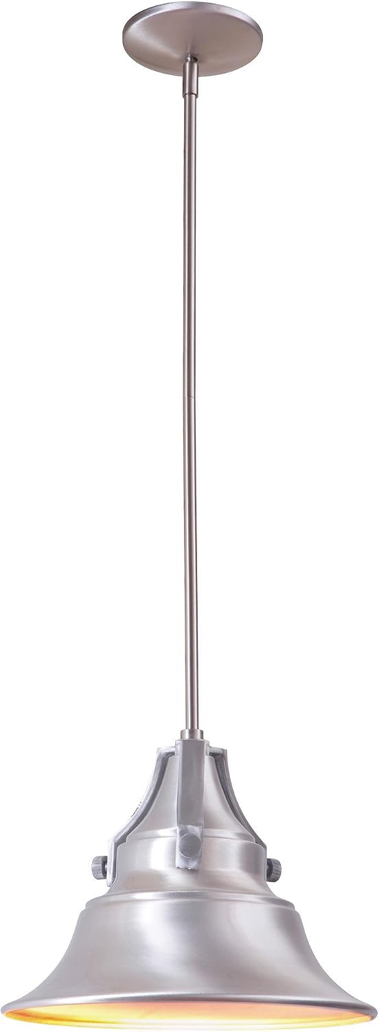 Union Industrial Outdoor Pendant Lighting, 1-Light, 100 Watts, Satin Aluminum (12"W x 47"H)