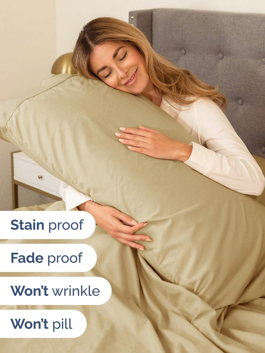 Extra Deep Cal King Sheet Set - 6 Piece Breathable & Cooling Sheets - Beige