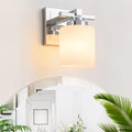 Bathroom Light Fixtures Over Mirror, Vanity Lights Wall Sconces with Milky White Glass Shades, E26 Socket (Bulbs Not