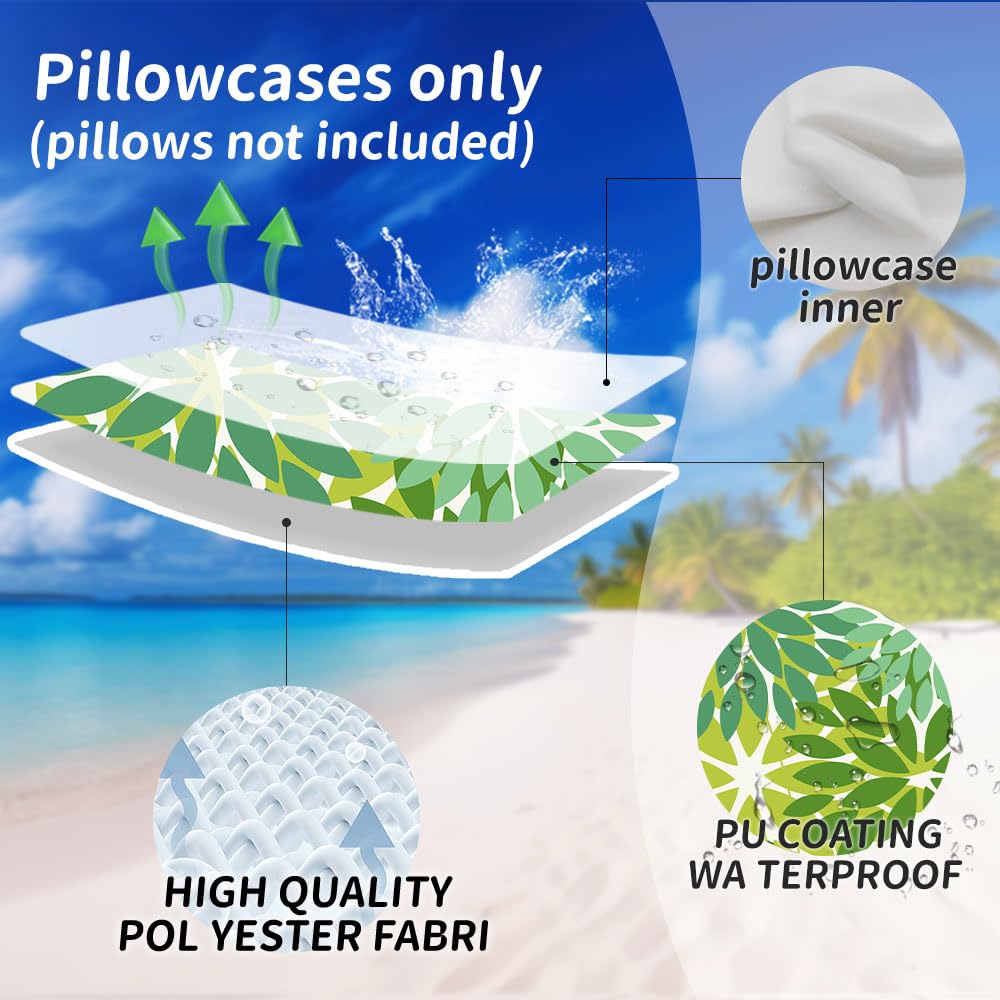 Pack of 2 Outdoor Waterproof Throw Pillow Covers 16x16 Shade of Green
