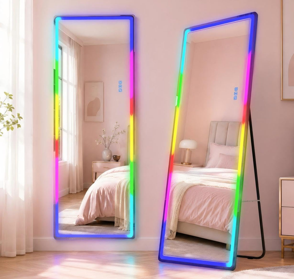 RGB Full Length Mirror with Lights, 63"X22" Full Body Mirror