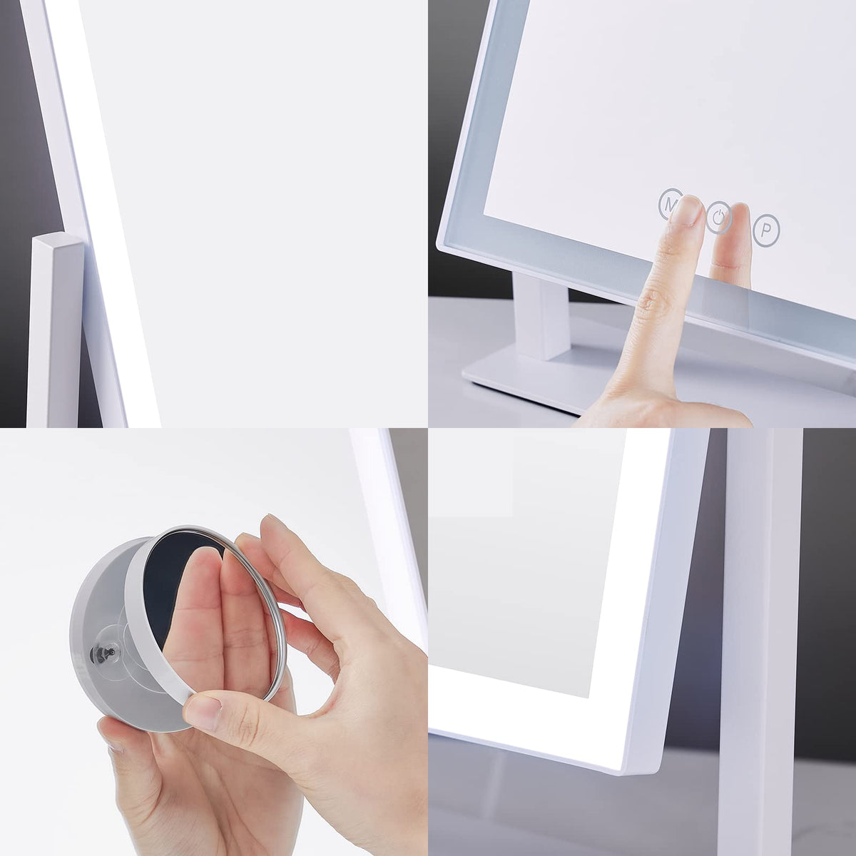 Lighted Makeup Mirror, Hollywood Vanity Mirror with Lights, Three Color Lighting Modes, and 5X Magnification Mirror