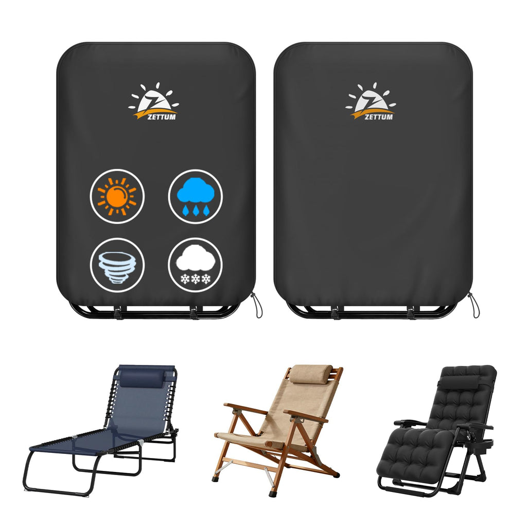 Zero Gravity Chair Cover 2 Pack - 600D Outdoor Folding Patio Chair Covers Heavy Duty & Waterproof, Premium Gravity