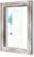 Wall Mirror with Wood Framed Rustic Mirrors for Wall Rectangle Decorative Bathroom Living Room Entryway Farmhouse