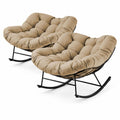 Inspired Egg Style Papasan Rocking Chairs Set of 2, Oversized Chairs, Brown
