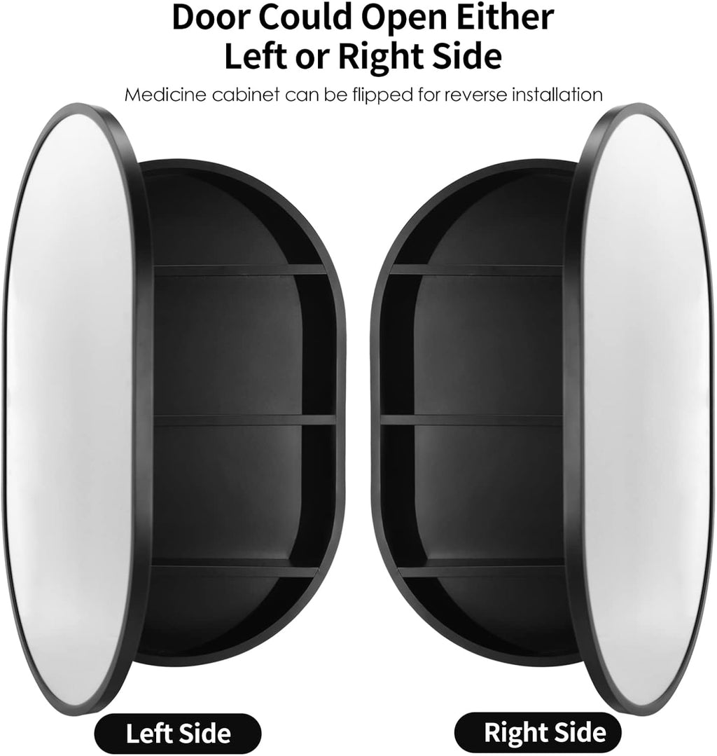 21 Inch x 31Inch Oval Medicine Cabinet Mirror Bathroom Wall Storage Cabinet Mirror Surface Mount Installation