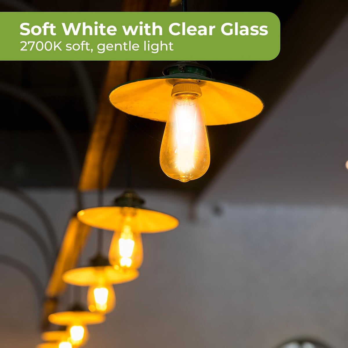 Vintage Edison Light Bulbs 60 watt Equivalent, Dimmable E26 LED Bulb 2700K Soft Warm White, Clear Glass ST58 Vintage