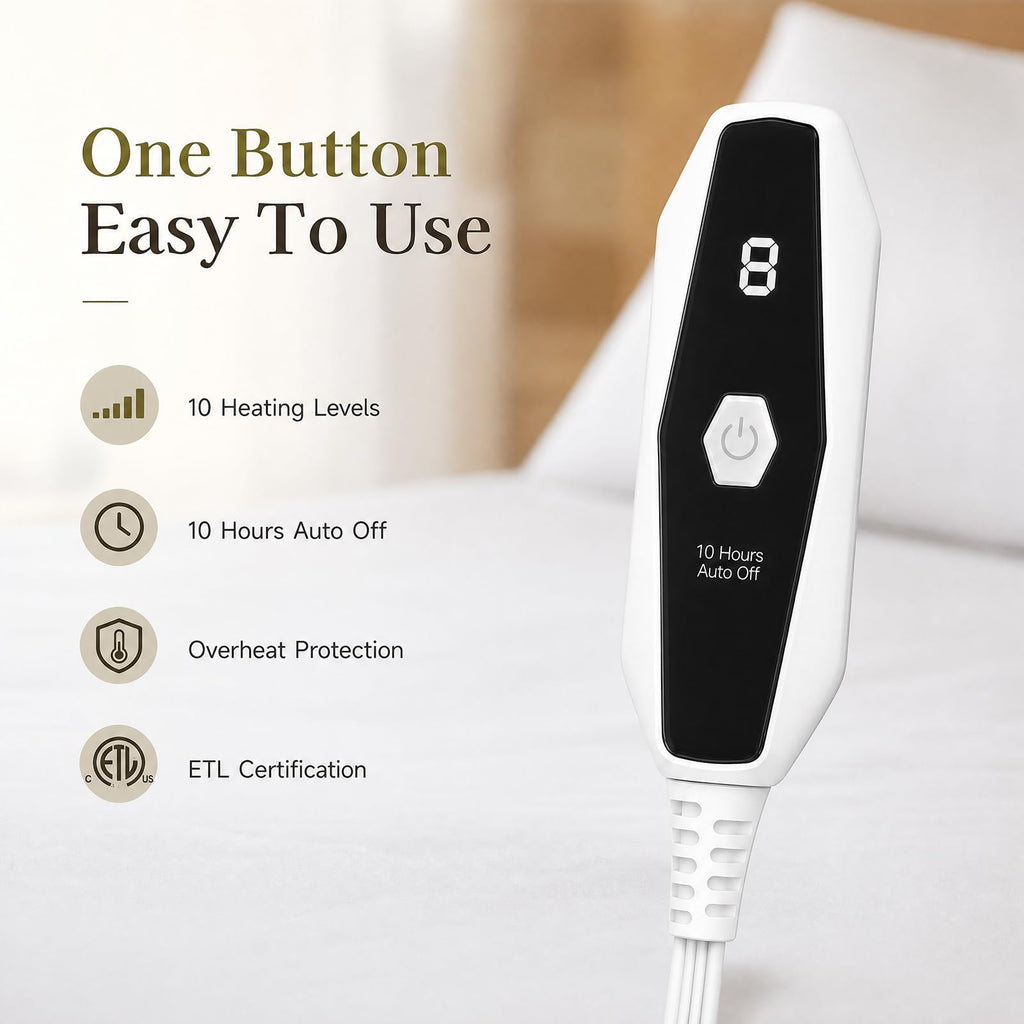 Heated Mattress Pad, Fast Heating Electric Bed Warmer with Deep Pocket