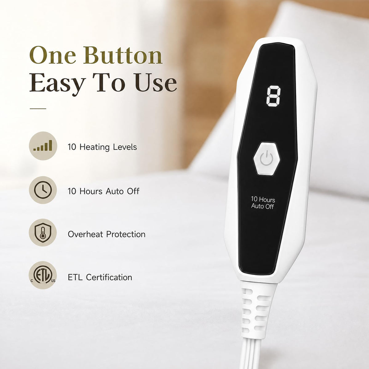 Heated Mattress Pad, Fast Heating Electric Bed Warmer with Deep Pocket