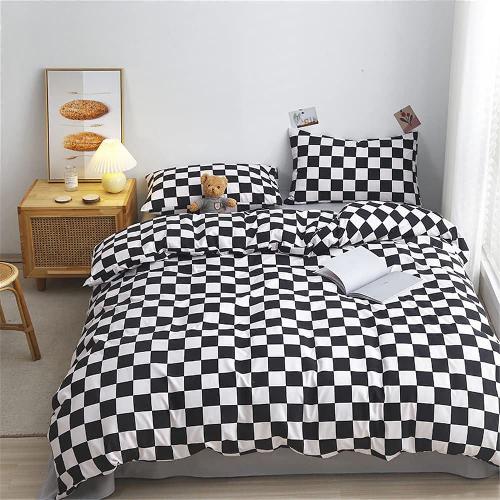 Black White Plaid Comforter Black Checkerboard Grid Bedding