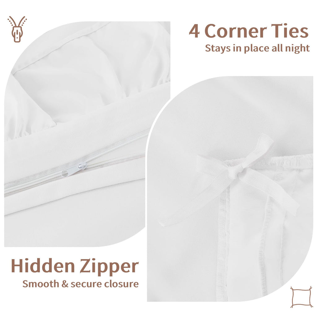 White Duvet Cover 3 Piece, Farmhouse Shabby Chic Bedding