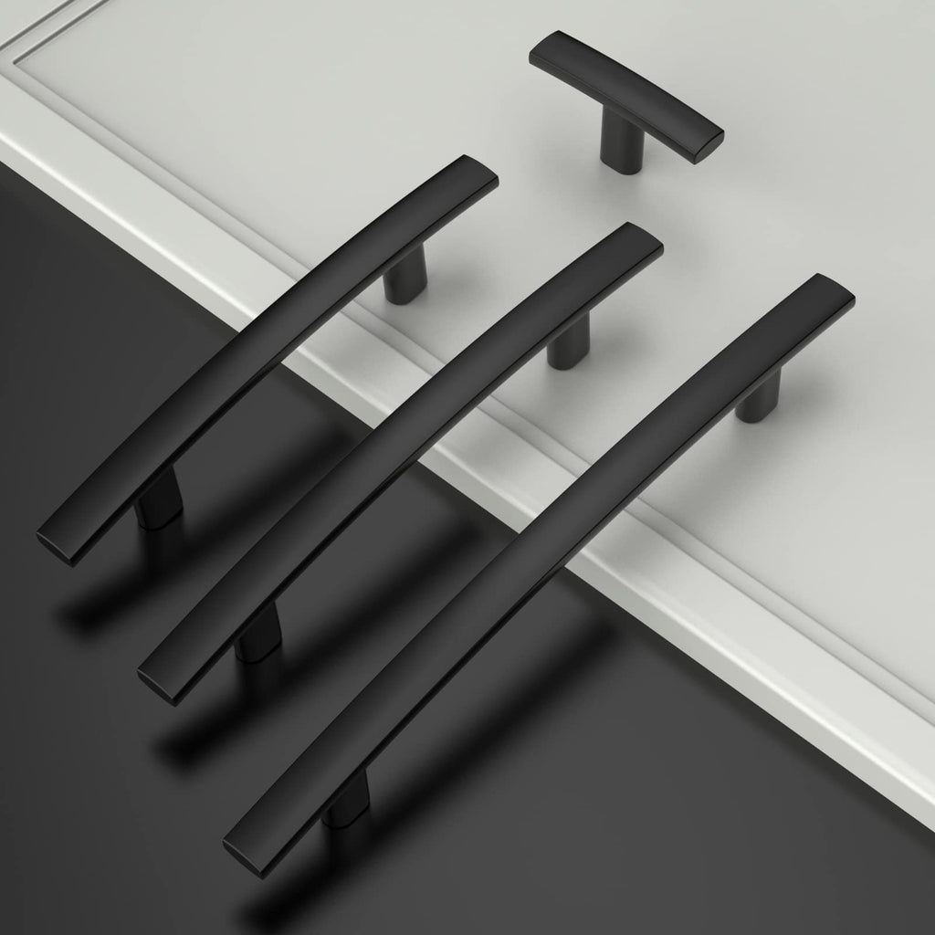 10 Pack Matte Black 3 Inch(76mm) Hole Centers Kitchen Cabinet Pulls Hardware Kitchen Handles for Cabinets Cupboard