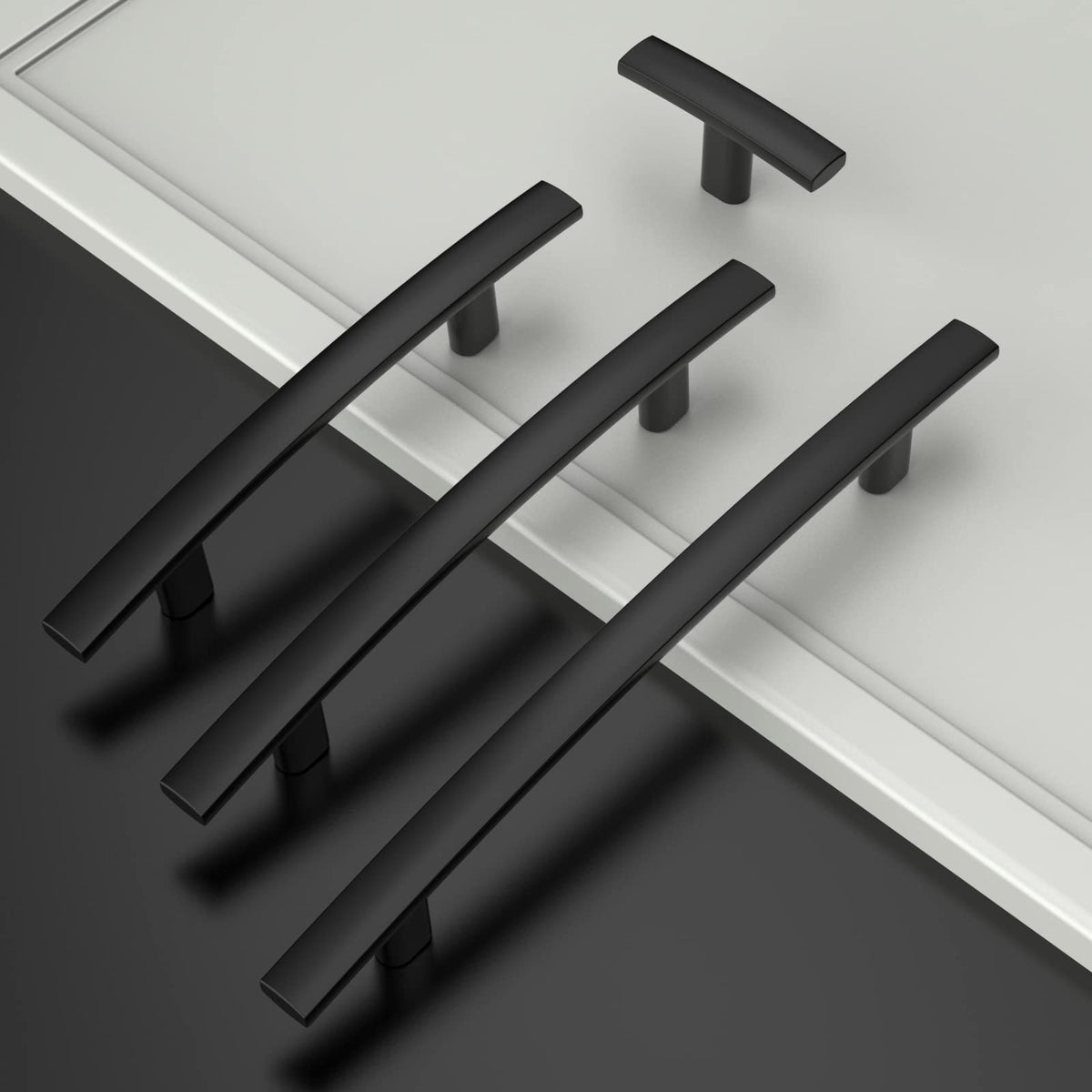 10 Pack Matte Black 3 Inch(76mm) Hole Centers Kitchen Cabinet Pulls Hardware Kitchen Handles for Cabinets Cupboard