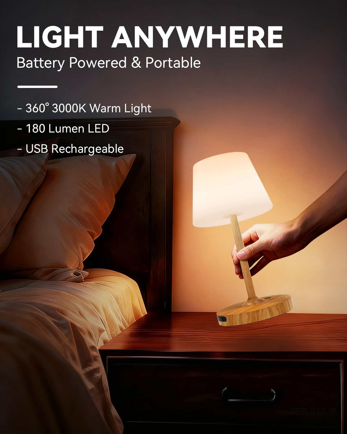Outdoor Waterproof Shower Lamp, 5200mAh Rechargeable Bathroom Lamp