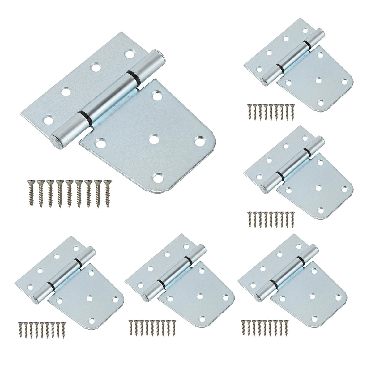 3-1/2" Heavy Duty Gate Hinges, 6 Pack T Strap Hinge, Zinc Plated