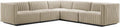 Conjure 5Pcs L-Shaped Channel Tufted Fabric Sectional in Beige/Black