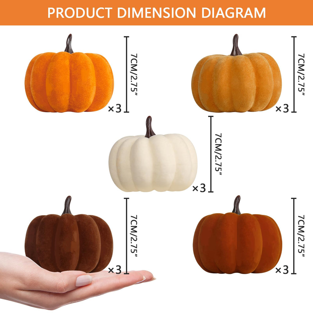 15PCS Fall Pumpkins for Indoor Autume Thanksgiving Home Decor