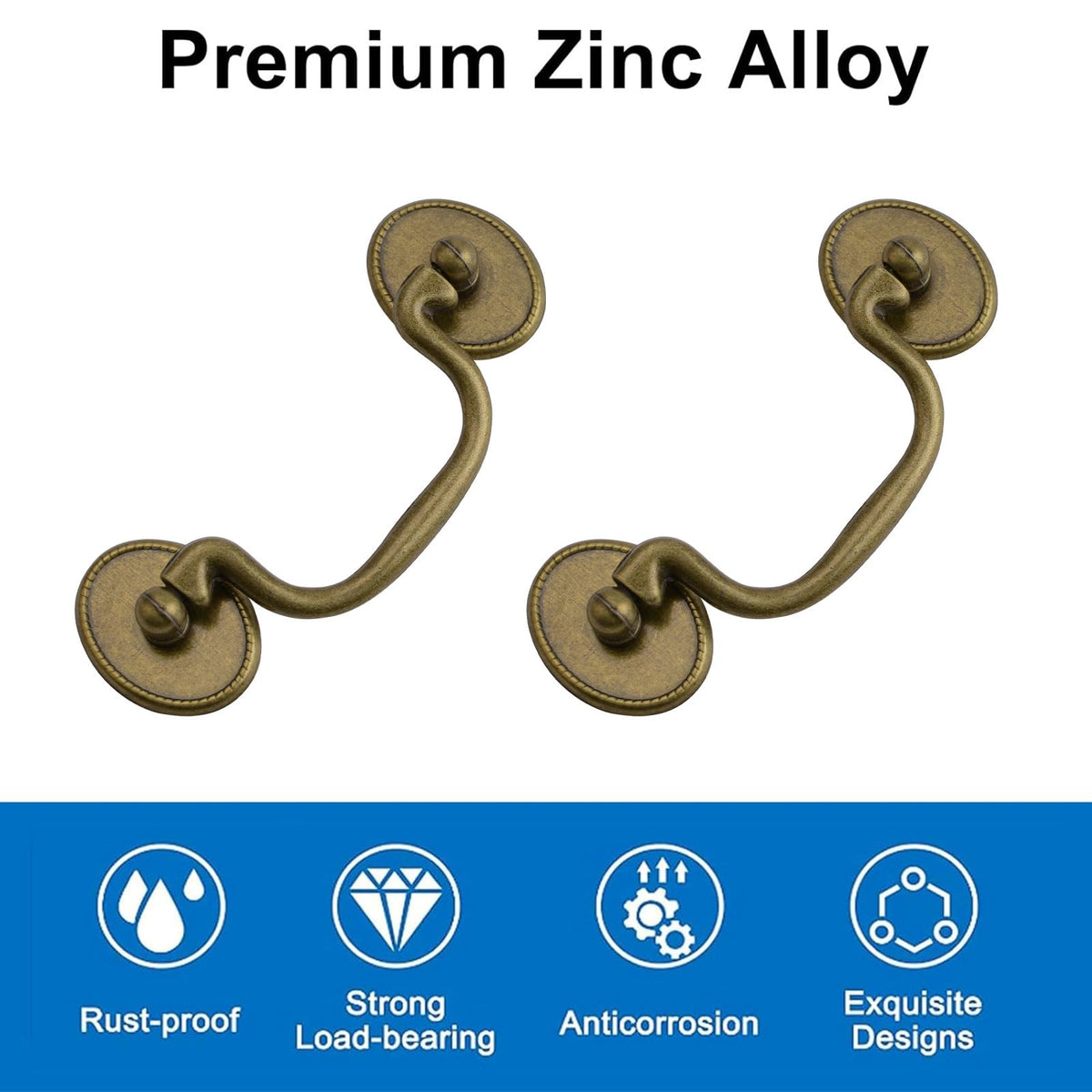 Drop Bail Handle Pulls, 6PCS Antique Drawer Pulls Handles Furniture Door Pull Cabinet Pull Handles Hardware Cabinet