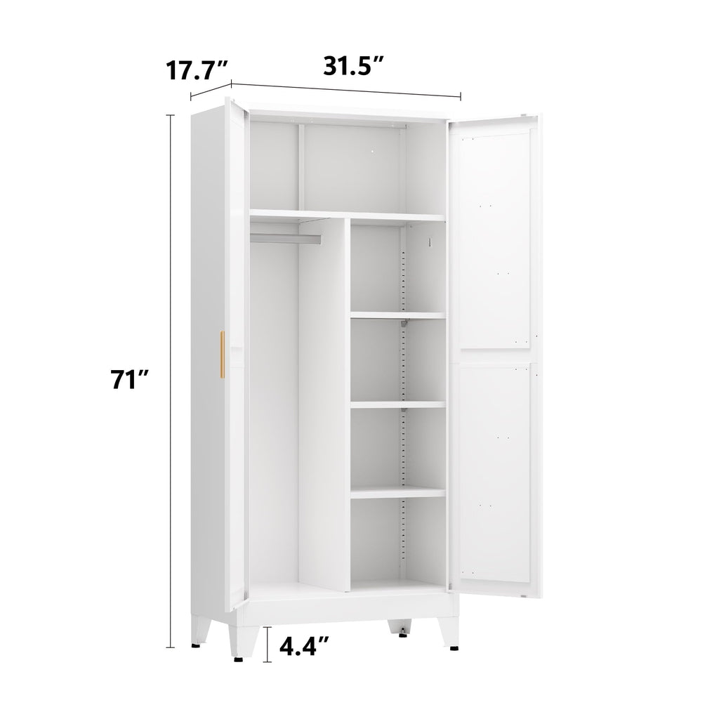 Metal Armoire Wardrobe Closet, Bedroom Armoires with Hanging Rod