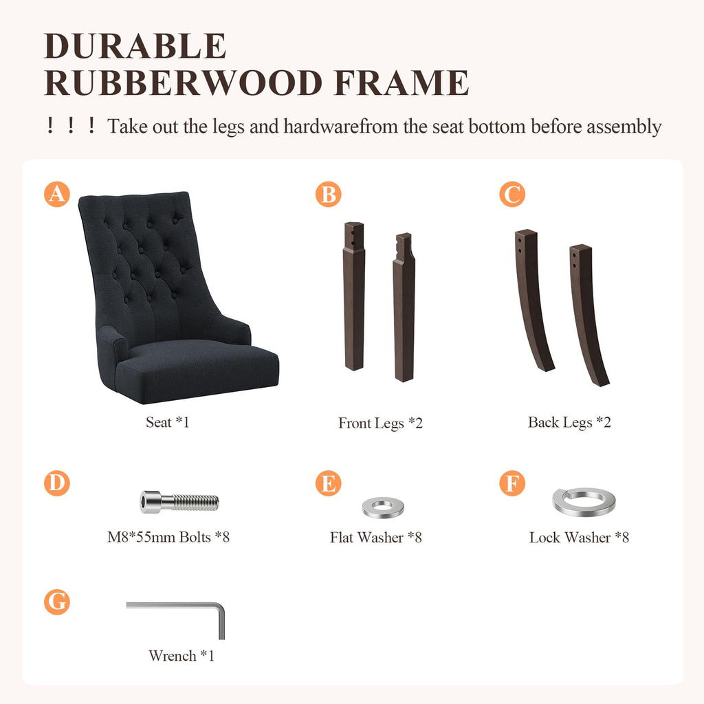 Wingback Set of 4, Black
