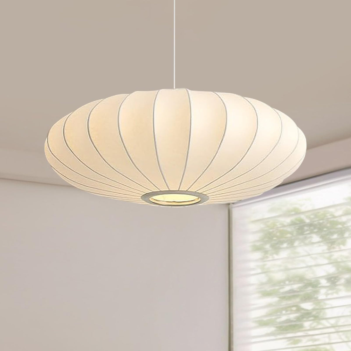 Inspired Nelson Style 3-Light Lantern Pendant Light 19.7in, Imitation Silk Bubble Lamp