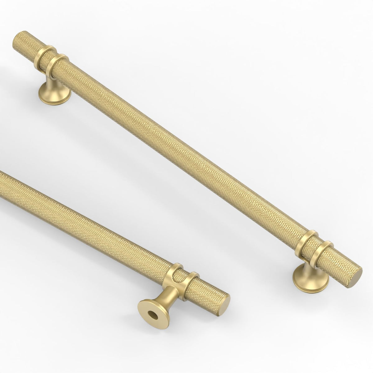 10 Pack 7.5 Inch(192mm) Knurled Brushed Gold Kitchen Cabinet Handles, Cabinet Pulls Kitchen Cabinet Hardware Cupboard