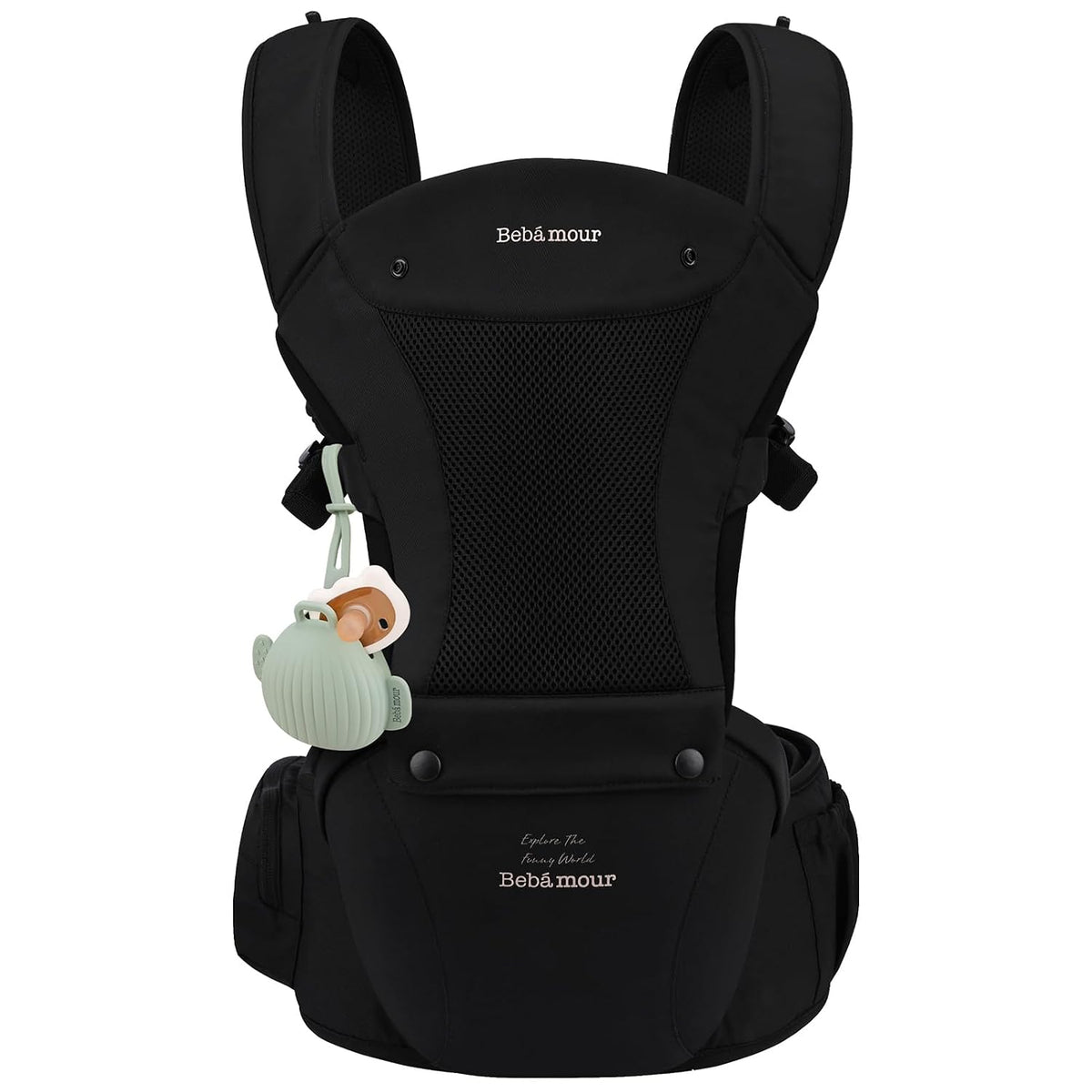 Baby Carrier with Hip Seat,All-Position Breathable Mesh Hip Seat & Carrier 0-36Months with Head Hood, 3 PCS Cotton