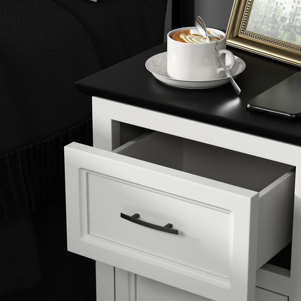 50 Pack Matte Black Cabinet Pulls, Solid Zinc Alloy, 3-3/4 Inch CC