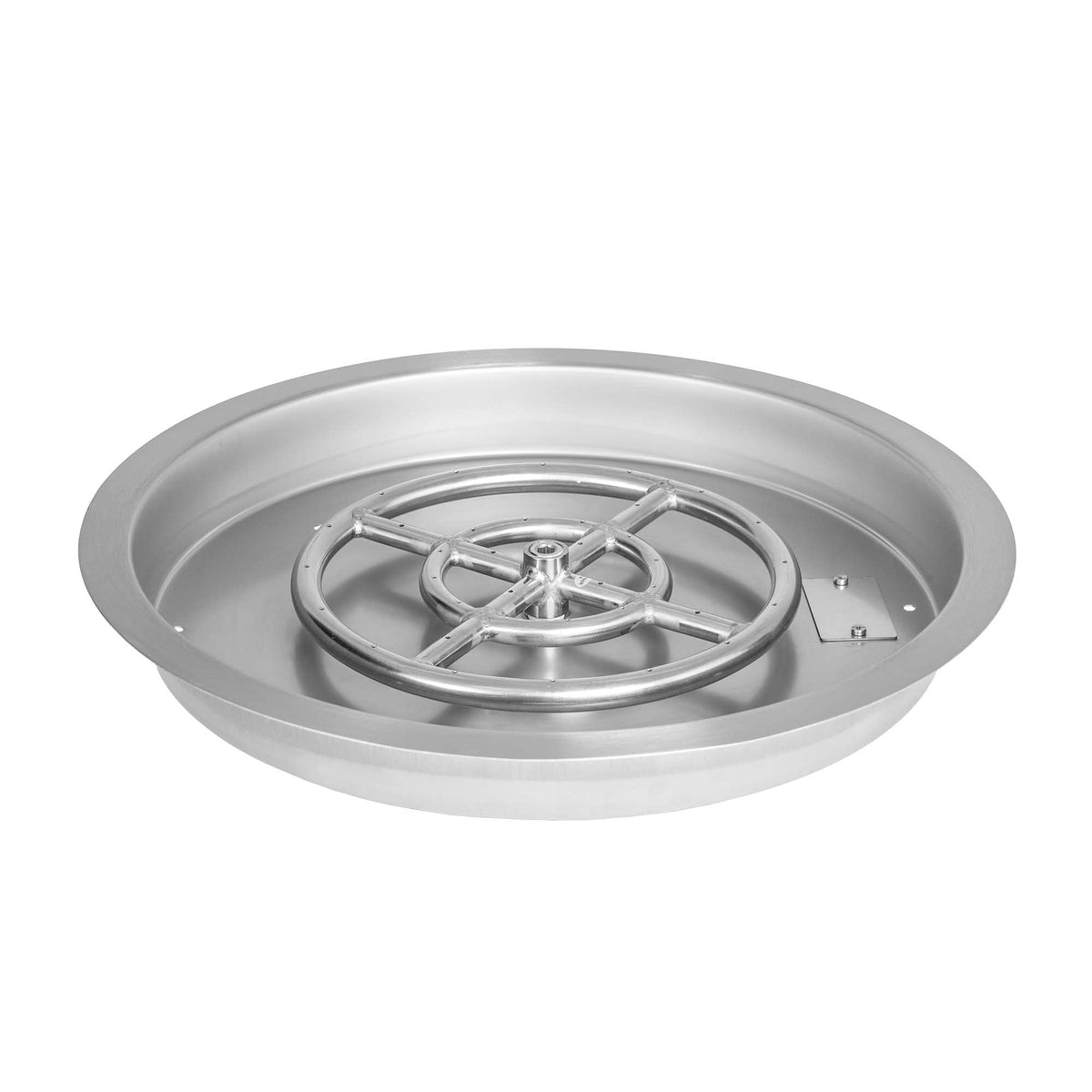 19" Round Drop-in Fire Pit Pan w/ 12" Burner, Stainless Steel, 92, 000 BTU, Natural Gas or Propane, for Easy