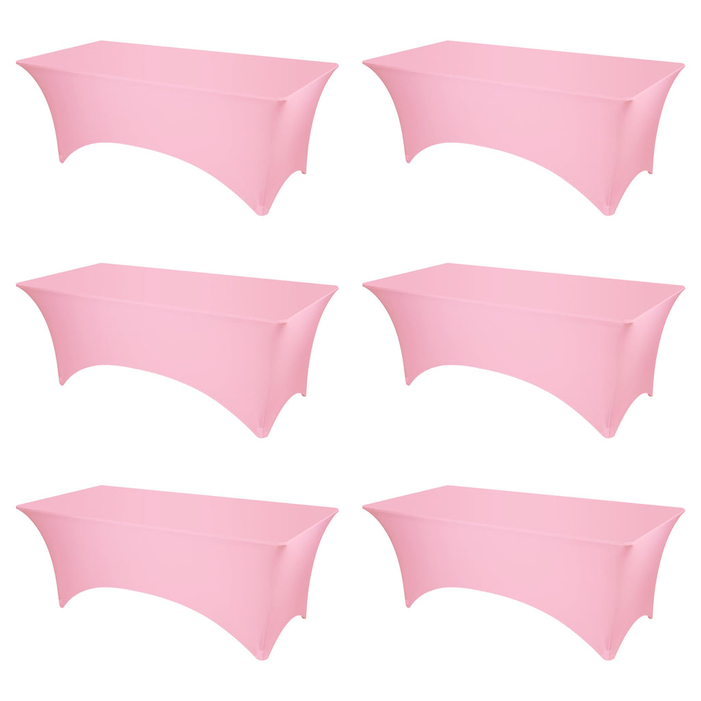 6 Pack Pink Spandex Table Covers for 8ft Rectangle Tables