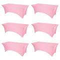 6 Pack Pink Spandex Table Covers for 8ft Rectangle Tables