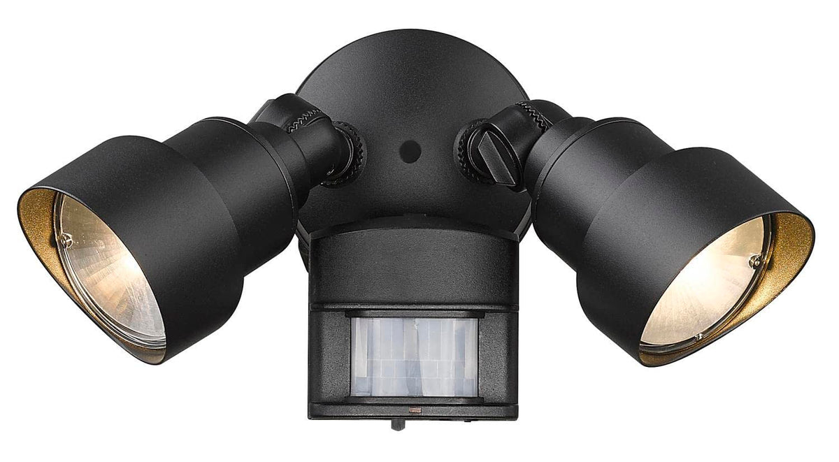 24 Lumen Flood Lights 2-Light Matte Black Motion Activated Outdoor Integrated LED Light Fixture LFL2BKM